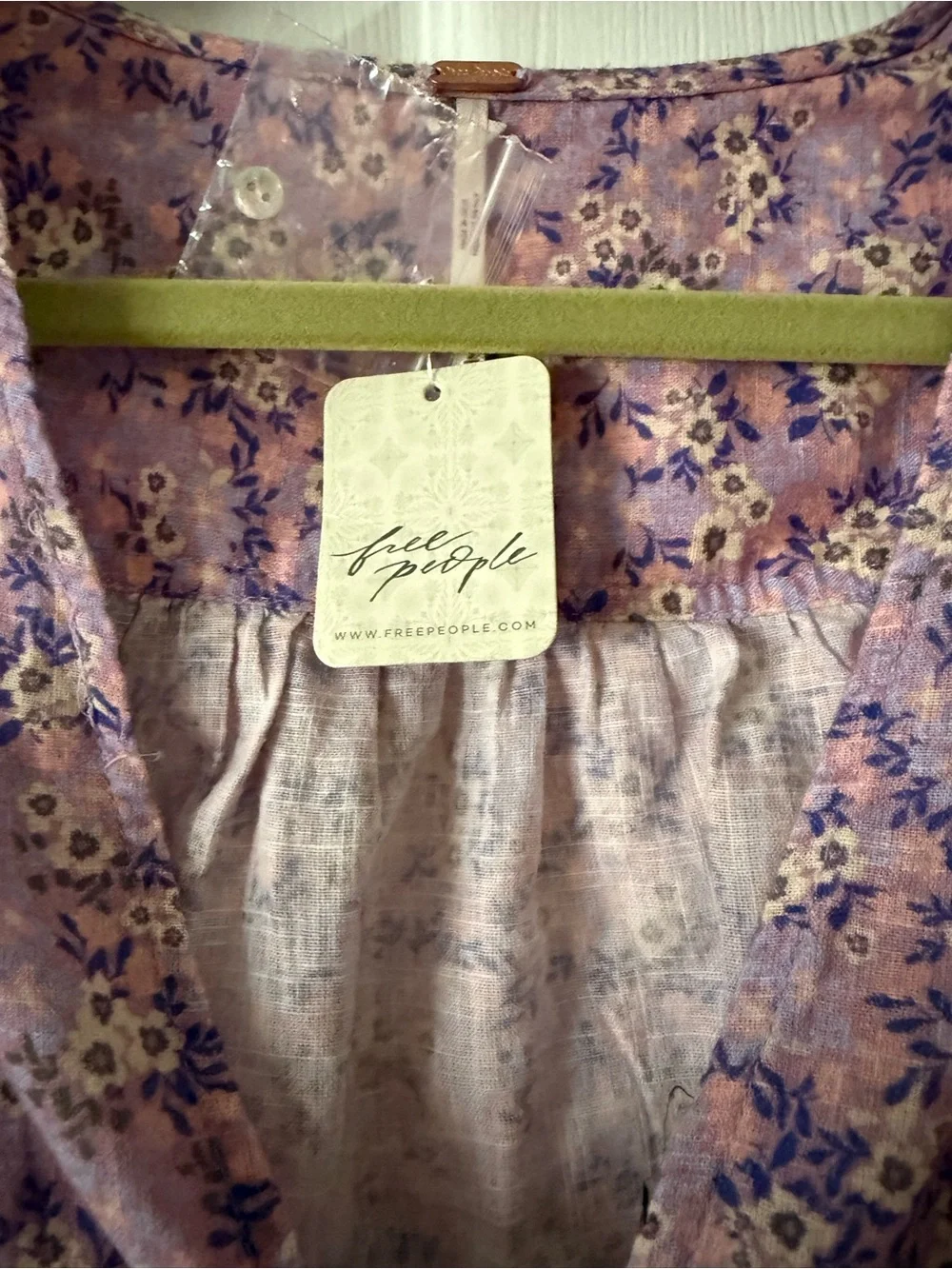 NWT Free People Lavender Floral Button Blouse